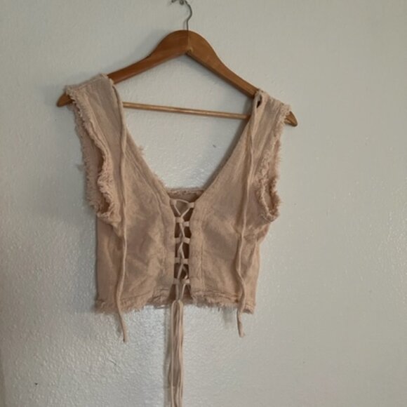 Cotton Corset lace up Crop Top - Picture 2 of 7